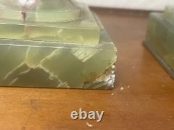 Paire De Statuettes Angelots Bronze Epoque Napoléon III Socles Onyx Vert