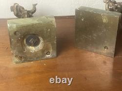 Paire De Statuettes Angelots Bronze Epoque Napoléon III Socles Onyx Vert