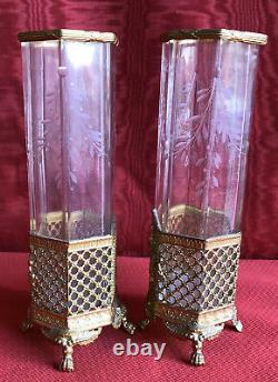 Paire De Vase Bronze Et Cristal À Décor Louis XVI Époque Napoleon III