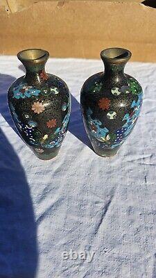 Paire De Vases Émaux Cloisonnés, Japon, Fin XIXème