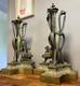 Paire De Très Grands Chenets De Chateau En Bronze Doré époque Napoléon Iii