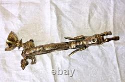 Paire Monumentale 35cm Appliques Torchères Bronze Pégase Hippocampe Dragon