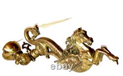 Paire Monumentale 35cm Appliques Torchères Bronze Pégase Hippocampe Dragon