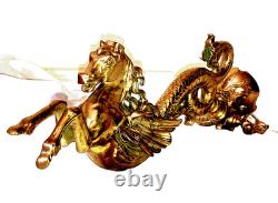 Paire Monumentale 35cm Appliques Torchères Bronze Pégase Hippocampe Dragon