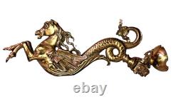 Paire Monumentale 35cm Appliques Torchères Bronze Pégase Hippocampe Dragon