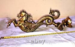 Paire Monumentale 35cm Appliques Torchères Bronze Pégase Hippocampe Dragon