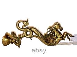 Paire Monumentale 35cm Appliques Torchères Bronze Pégase Hippocampe Dragon