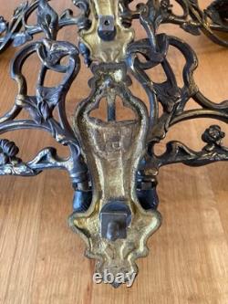 Paire appliques bougeoirs en bronze L. PINET Ép Napoléon III Style Louis XVI