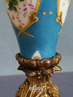 +++ Paire bougeoirs bronze doré et porcelaine fin 19eme Napoléon III +++