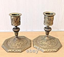 Paire bougeoirs en bronze signés Alfred Daubrée Napoléon III XIXe