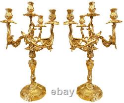 Paire candélabres Louis XV bronze doré XIXème siècle d'apres Aurèle Meissonnier