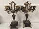 Paire Chandeliers Napol&eacute;on Iii Bronze Dor&eacute; Marbre Noir 4 Feux Volutes