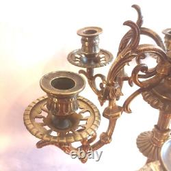 Paire chandeliers à 7 feux, bronze doré, Style Louis XVI, époque Napoléon III