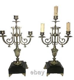 Paire chandeliers bronze ARGENTE Napoléon III pour une jolie table