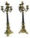 Paire Chandeliers Bronze D&eacute;cor Ch&eacute;rubins Putti D'&eacute;poque Napoleon Iii Candlestick