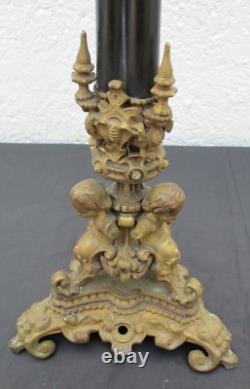 Paire chandeliers bronze décor chérubins putti d'époque Napoleon III candlestick