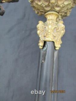 Paire chandeliers marbre bronze decor cherubins putti epoque 19eme candlestick