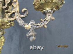 Paire chandeliers marbre bronze decor cherubins putti epoque 19eme candlestick