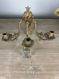 Paire d'appliques Napoléon III, en bronze doré à des décor de perles