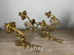 Paire d'appliques Napoléon III, en bronze doré à des décor de perles