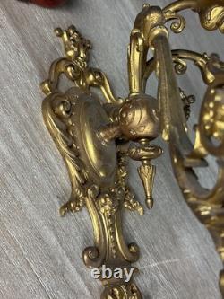 Paire d'appliques Napoléon III, en bronze doré à des décor de perles