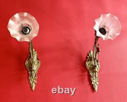 Paire d'appliques bronze Napoléon III années 50 made in France