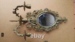 Paire d'appliques miroir en bronze massif, époque Napoléon III (vers 1850-1870)
