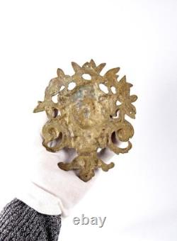 Paire d'entrées de serrure bronze d'ameublement mascarons féminins XIXe