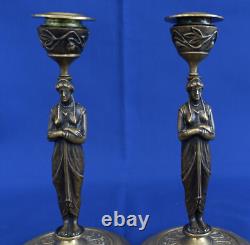 Paire de BOUGEOIRS Aux Cariatides Bronze Candlesticks Epoque Napoléon III XIXème