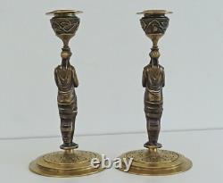 Paire de BOUGEOIRS Aux Cariatides Bronze Candlesticks Epoque Napoléon III XIXème