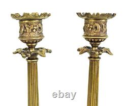 Paire de BOUGEOIRS TRIPODES en Bronze Doré Napoléon III XIXème Siècle