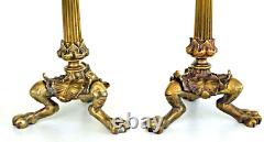 Paire de BOUGEOIRS TRIPODES en Bronze Doré Napoléon III XIXème Siècle