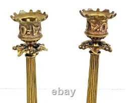 Paire de BOUGEOIRS TRIPODES en Bronze Doré Napoléon III XIXème Siècle