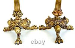 Paire de BOUGEOIRS TRIPODES en Bronze Doré Napoléon III XIXème Siècle