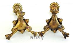 Paire de BOUGEOIRS TRIPODES en Bronze Doré Napoléon III XIXème Siècle
