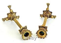 Paire de BOUGEOIRS TRIPODES en Bronze Doré Napoléon III XIXème Siècle