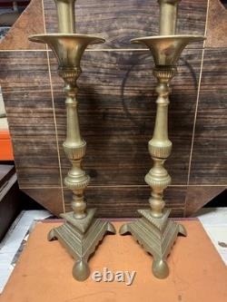 Paire de Bougeoir Pique Cierge Bronze XIXeme Église Napoléon III Chandelier