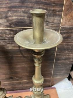 Paire de Bougeoir Pique Cierge Bronze XIXeme Église Napoléon III Chandelier