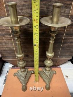 Paire de Bougeoir Pique Cierge Bronze XIXeme Église Napoléon III Chandelier