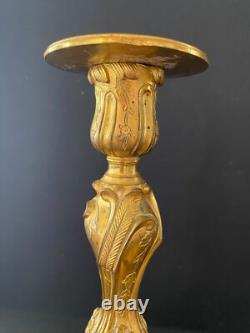 Paire de Bougeoirs de style Louis XV en BRONZE DORÉ XIXème Signés F. BARBEDIENNE