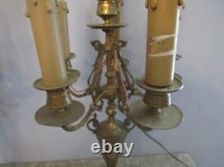 Paire de Candélabre Chandelier Bronze Marbre 6 Feux Napoleon III 66CM