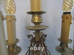 Paire de Candélabre Chandelier Bronze Marbre 6 Feux Napoleon III 66CM