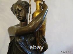 Paire de Candélabres Diane de Gabie en Bronze époque Napoléon III 93cm