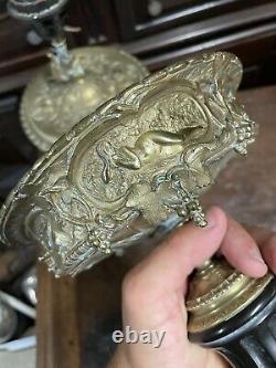 Paire de Cassolette Bronze Doré Marbre Empire Napoleon III Pendule Coupe Ancien