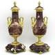 Paire De Cassolettes Vases D'&eacute;poque Napoleone Iii Bronze Dor&eacute; Et Marbre- 19&egrave;me