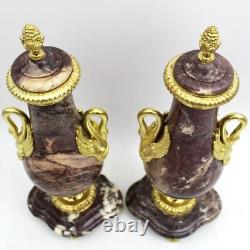 Paire de Cassolettes Vases d'époque Napoleone III bronze doré et marbre- 19ème