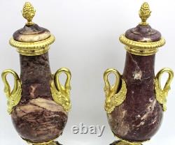 Paire de Cassolettes Vases d'époque Napoleone III bronze doré et marbre- 19ème