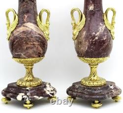 Paire de Cassolettes Vases d'époque Napoleone III bronze doré et marbre- 19ème