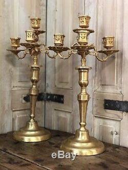 Paire de Chandelier Bougeoir Ancien Bronze Doré Candlestick XIXeme Napoléon III
