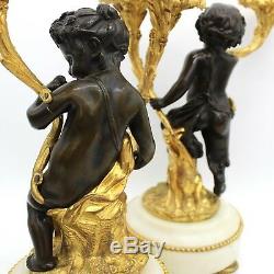 Paire de Chandeliers Candelabres Bougeoirs d'époque Napoleon III-Bronze-du 19ème